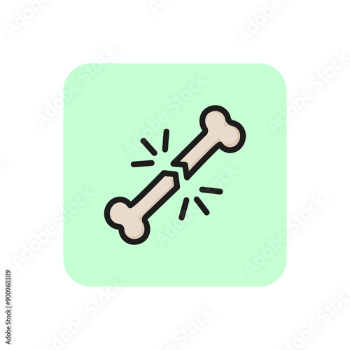 Broken bone line icon. Fracture, leg, hand, trauma. Health care concept. Can be used for topics like injury, osteoporosis, sports medicine