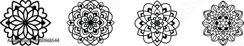 Set of mandala ornamental arabesque geometric pattern. Ornate Decorative pattern in oriental style. Good for tattoo, pattern, henna, Coloring book page