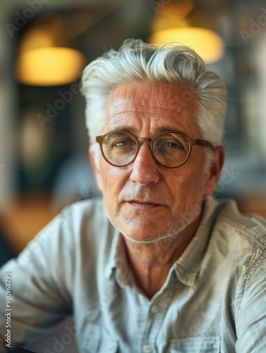 A person studying at a desk, wearing glasses