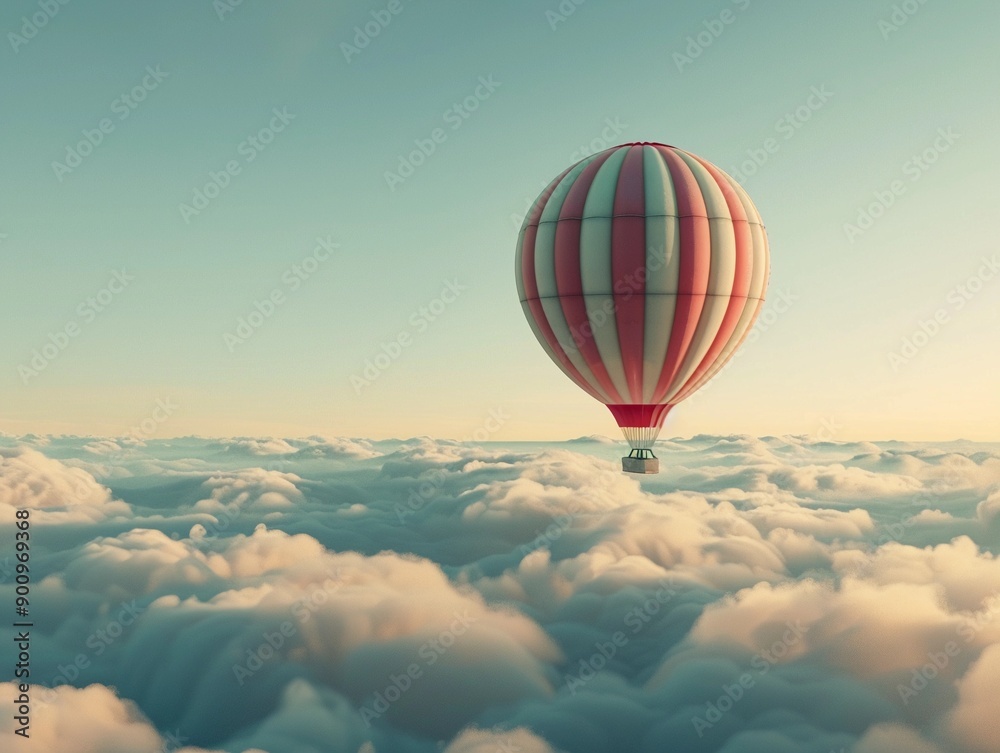 Hot Air Balloon Soaring Above Clouds at Sunset Hot Air Balloon Soaring Above Clouds at Sunset