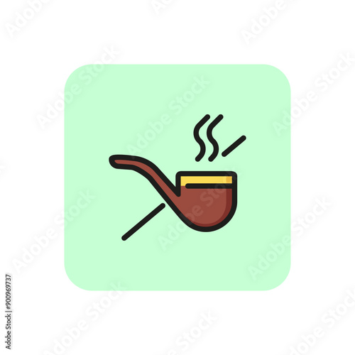 No smoking sign line icon. Pipe, tobacco, prohibiting. Health care concept. Can be used for topics like healthy lifestyle, public places, bad habits