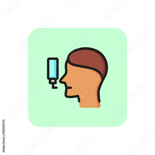 Medical sprayer line icon. Respiratory, infection, breathing. Treatment concept. Vector illustration can be used for topics like allergy, asthmatic, asthma