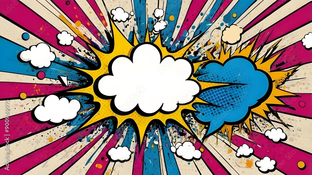 Comic art style exploding pop speech bubble background illustration. Comic art style exploding pop speech bubble background illustration.