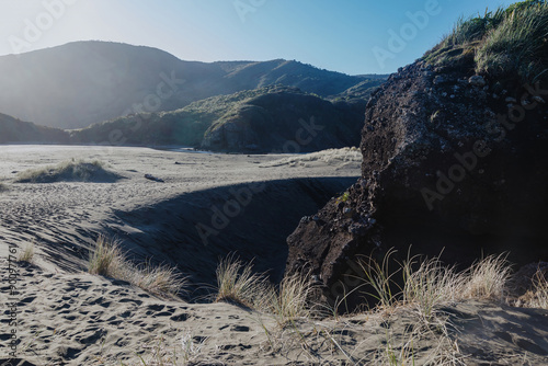 Coastal sandy beach of Anawhata, Piha, Auckland, New Zealand. photo