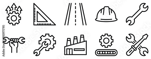 Engineering Icon Set Technical Line Style Collection for Innovative Designs