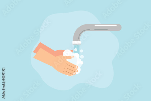 Washing hands concept. Colored flat vector illustration isolated. EPS