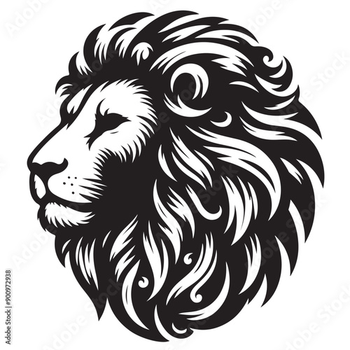 Wallpaper Mural lion Silhouette vector white back ground Torontodigital.ca