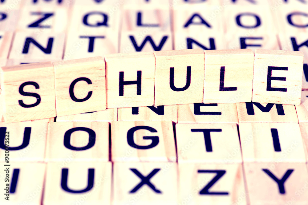 Verschiedene Buchstaben und das Wort Schule