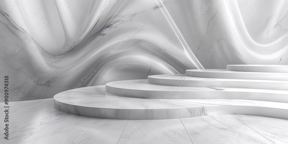 Abstract Marble Platform An abstract 3D white marble platform with artistic curves and lines, perfect for a contemporary display setting. Abstract Marble Platform An abstract 3D white marble platform with artistic curves and lines, perfect for a contemporary display setting.