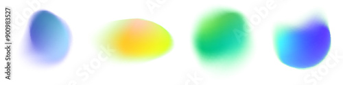 Abstract gradient blur colors, smoothly blue and green. The liquid and fluid shapes in dynamic visual effect. Flat vector illustration isolated on white