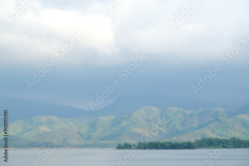 Sky with thunder cloud before rainny with mountain