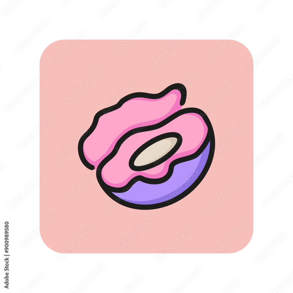 Open shell line icon. Seashell, scallop, pearl Ocean life concept. Can be used for topics like wildlife, seafood, shellfish Open shell line icon. Seashell, scallop, pearl Ocean life concept. Can be used for topics like wildlife, seafood, shellfish