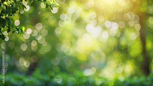 Nature background display over blur green tree garden Blur park nature outdoor bokeh light background in spring and summe : Generative AI