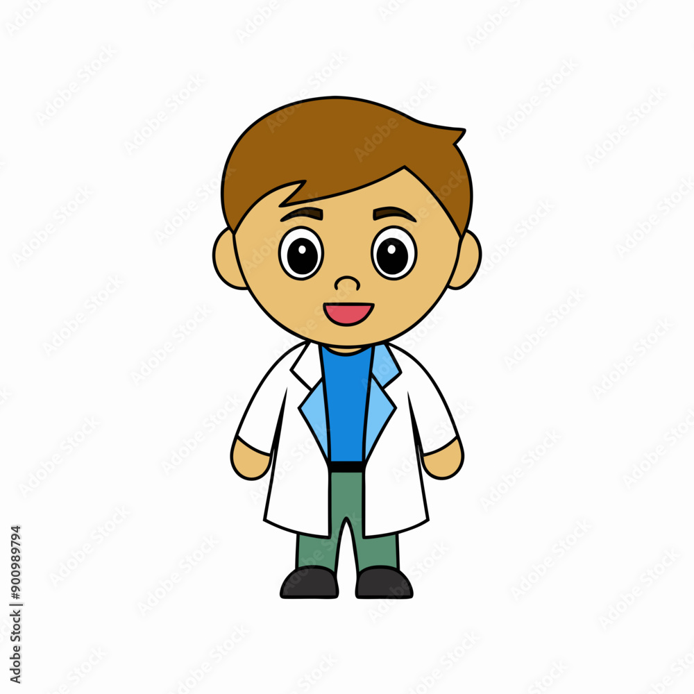 Happy young doctor cartoon isolated vector art Illustration Happy young doctor cartoon isolated vector art Illustration
