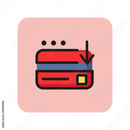 Credit card chip line icon. Identity, electronic card, payment instructions. Credit card concept. Vector illustration can be used for topics like banking, finance, business