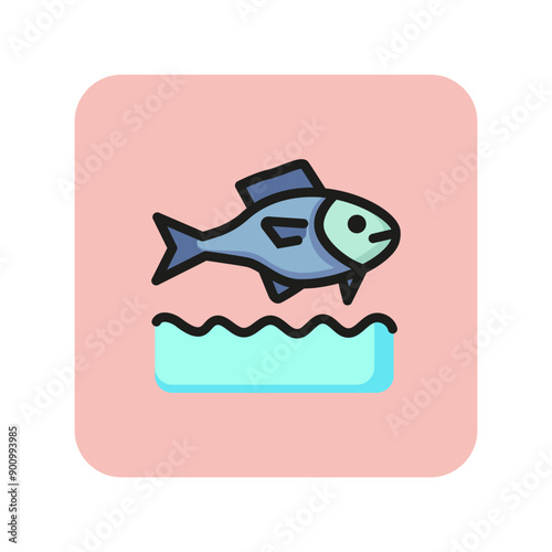 Swimming fish line icon. Sea, aquarium, pet. Allergy concept. Marine life concept. Vector illustration can be used for topics like seafood, fauna, marine life