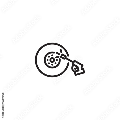 Washing of car tire wheels isolated outline icon. cleaning wash car wheel line icon vector. Editable icon.