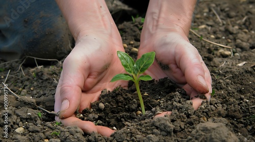 Pair of Hands gently cradles a small seedling, symbolizing the care and nurturing needed for new life to thrive.