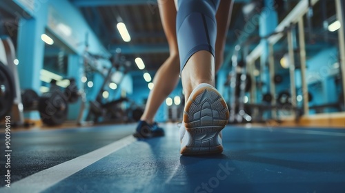 Woman stretch and legs in gym with athlete warm up and preparation for workout for fitness in health club Flexibility sports and loosen muscles for exercise on floor wellness and sport : Generative AI