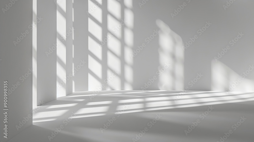 Obraz premium Minimal abstract light gray background for product presentation Soft shadow and light from windows on white wall : Generative AI