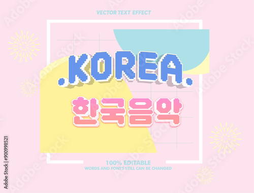 Editable text effect Korean Movie - Drama 3d cartoon template style premium vector	