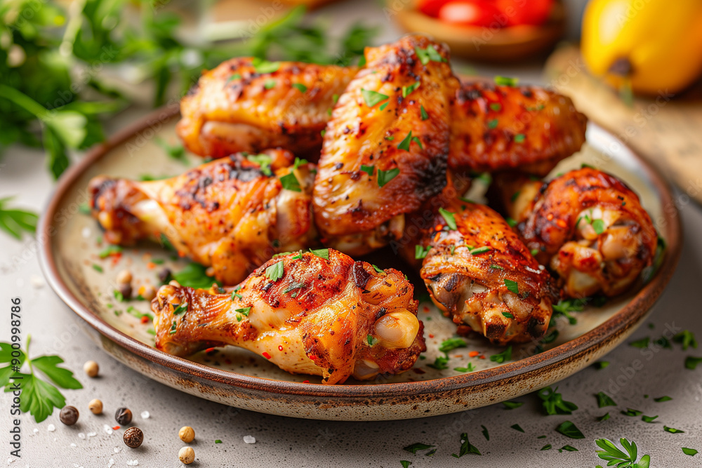 Crispy chicken wings fresh out of an air fryer Crispy chicken wings fresh out of an air fryer