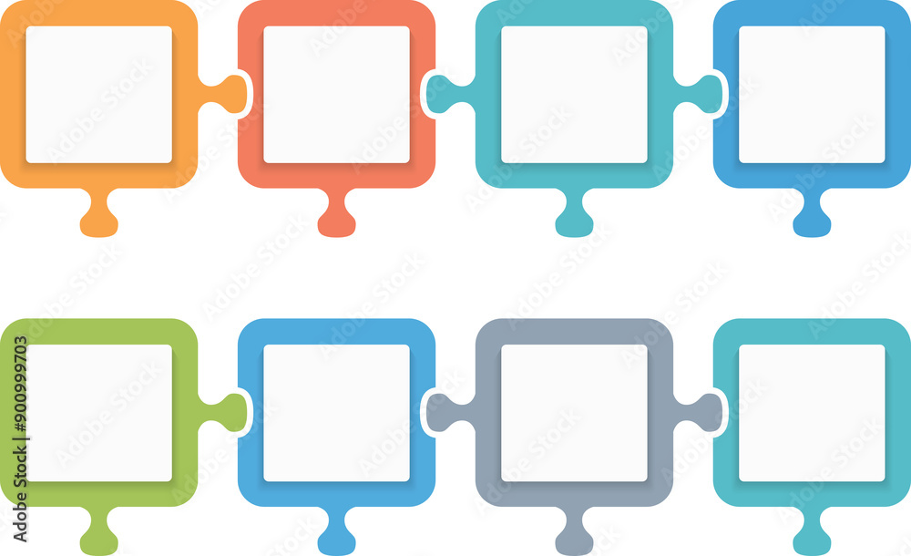 Infographic template with four options, design with puzzle pieces Infographic template with four options, design with puzzle pieces