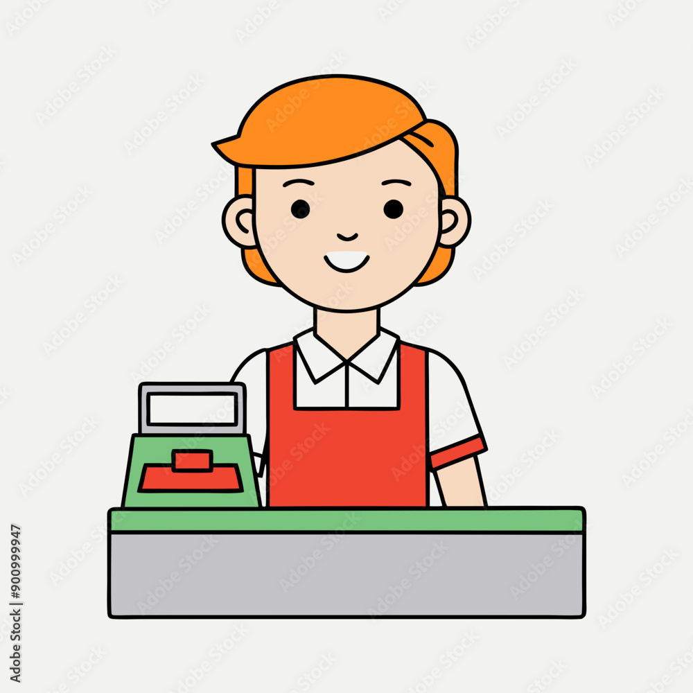 Cartoon Cashier Icon Vector Art Illustration Cartoon Cashier Icon Vector Art Illustration