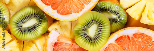 Tropical fruit salad featuring pineapple and kiwi