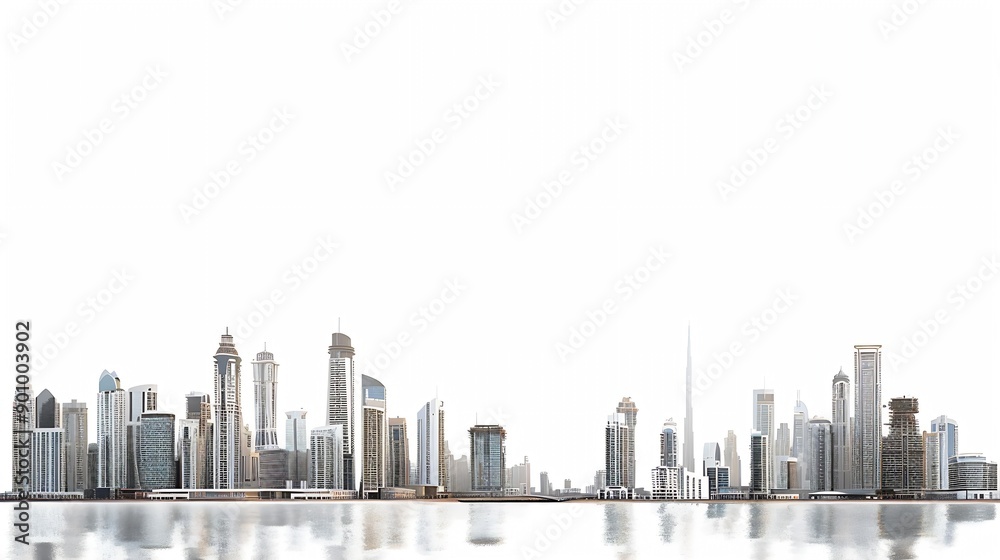 Fototapeta premium Cityscape of Dubai United Arab Emirates isolated on white background : Generative AI