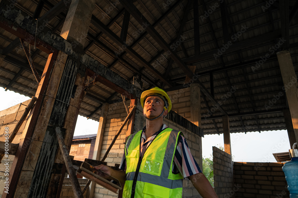 Engineer man working with tablet computer on construction site Engineer man working with tablet computer on construction site