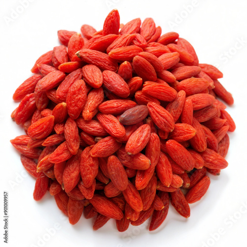 Pile of Dried Goji Berries on White Background