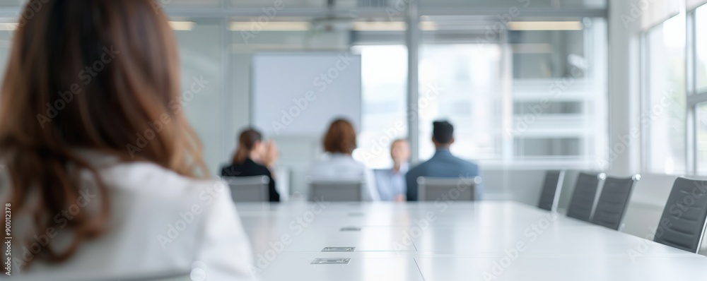 A professional meeting in a modern office setting, highlighting collaboration and communication among team members.
