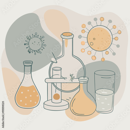 Microbiology lab vector illustration. Research and science concept. Scientific Lab. EPS version.