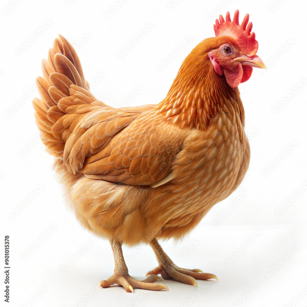 Fototapeta premium Brown Hen Isolated on White Background