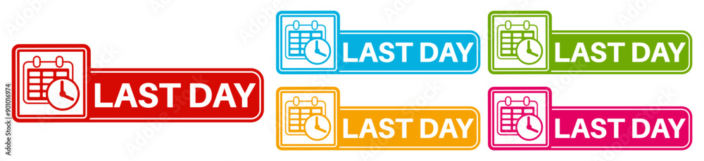 Set collections trendy colorful last day icon sign. Sale countdown badges label template design vector illustration Set collections trendy colorful last day icon sign. Sale countdown badges label template design vector illustration