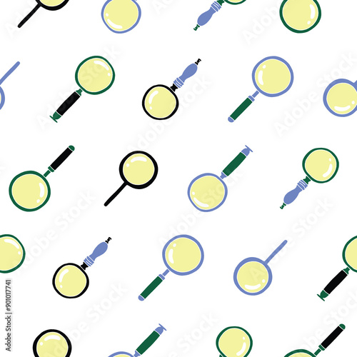 Collection of Magnifying Glass Vector Seamless Pattern illustration Design