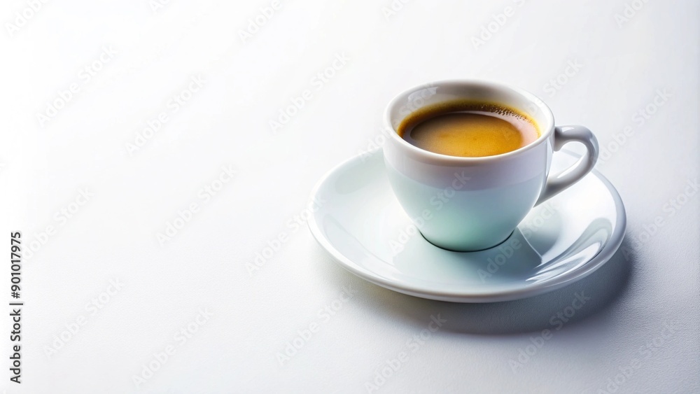 Small A white coffee cup with rich espresso, isolated on a white background, emphasizing the simplicity and elegance text space Small A white coffee cup with rich espresso, isolated on a white background, emphasizing the simplicity and elegance text space