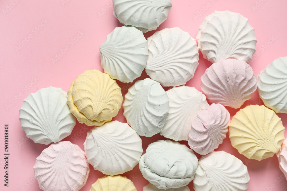 Many sweet zephyr on pink background