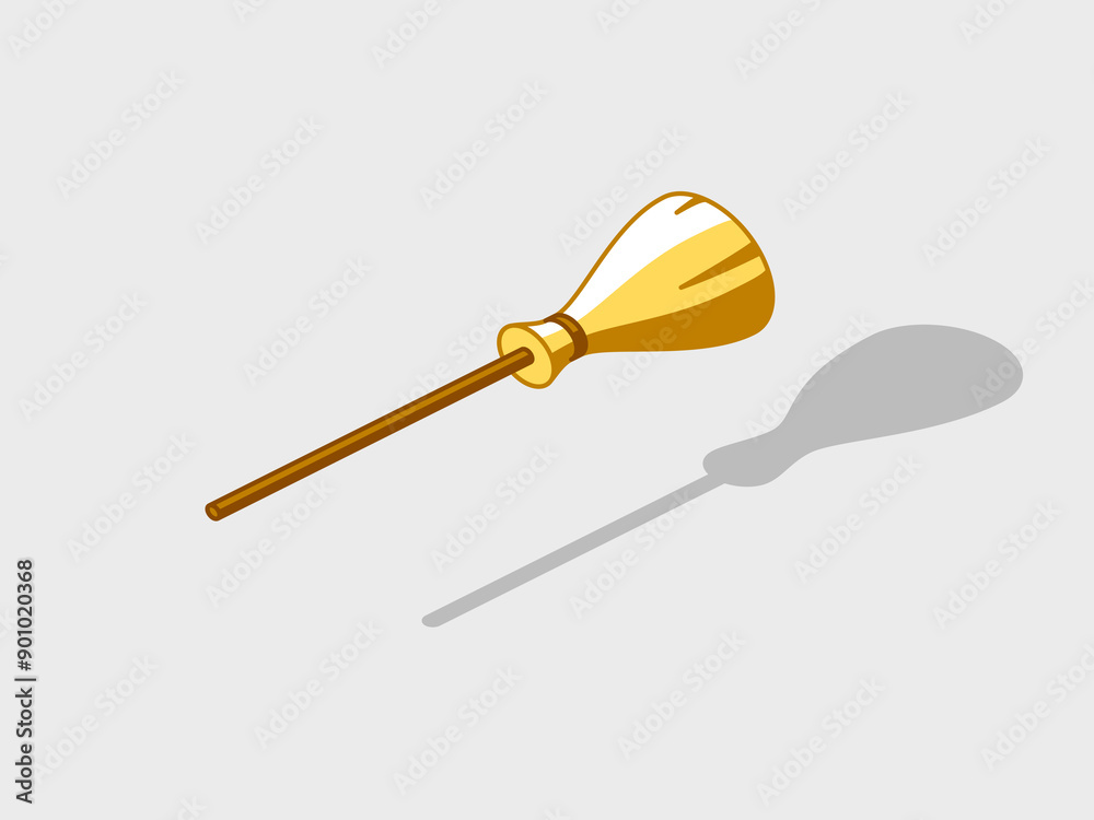 Witch broom isometric vector illustration with shadow Witch broom isometric vector illustration with shadow