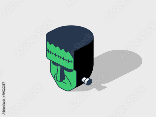 Frankensteins monster isometric vector illustration with shadow