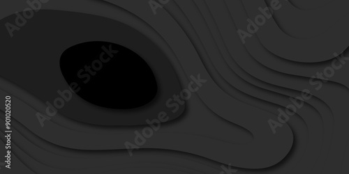 Vector abstract black origami papercut vintage digital smooth carve wave line light backdrop background. topography map line wavy dark graphic design paper modern creative pattern background.