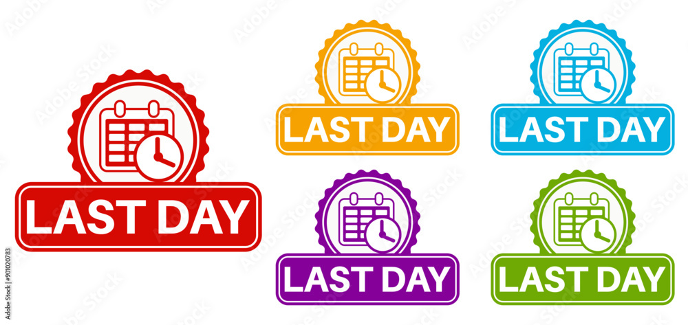 Obraz premium set last day sign symbol. sale last chance countdown label design template vector illustration