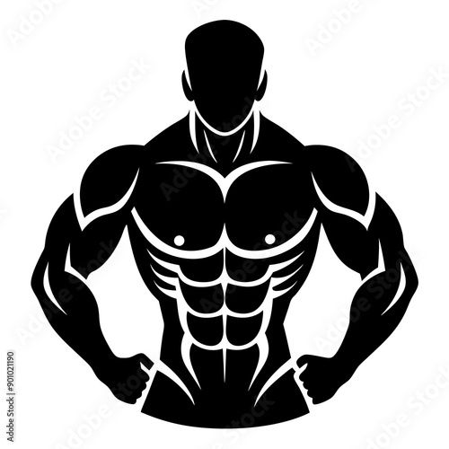 Muscle man icon silhouette vector art Illustration  © bizboxdesigner