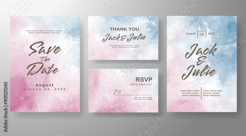 Wedding invitation with abstract watercolor background © REZI