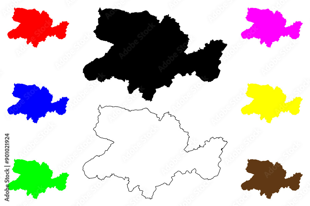 Naklejka premium Herford district (Federal Republic of Germany, State of North Rhine-Westphalia, NRW, Detmold region) map vector illustration, scribble sketch Herford map