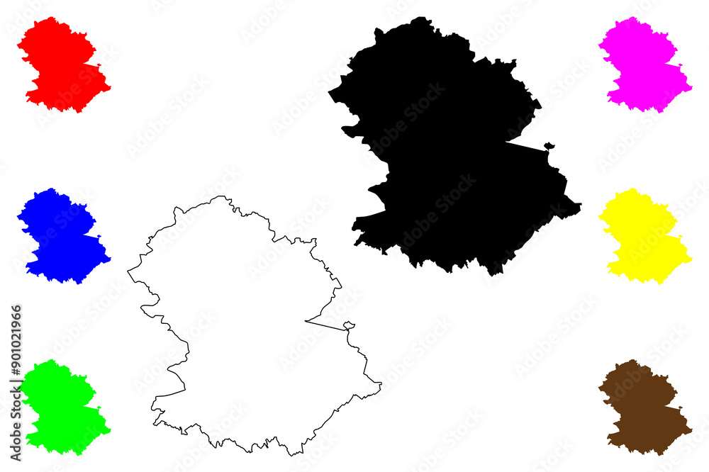 Obraz premium Hochtaunuskreis district (Federal Republic of Germany, rural district Darmstadt region, State of Hessen, Hesse, Hessia) map vector illustration, scribble sketch Hochtaunuskreis map
