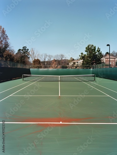 Wallpaper Mural Pristine Tennis Court with Clear Space and Vibrant Green Surface Torontodigital.ca