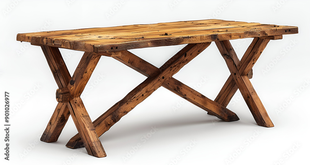A Wooden Plank Picnic Table. On a Clear PNG or White Background. A Wooden Plank Picnic Table. On a Clear PNG or White Background.