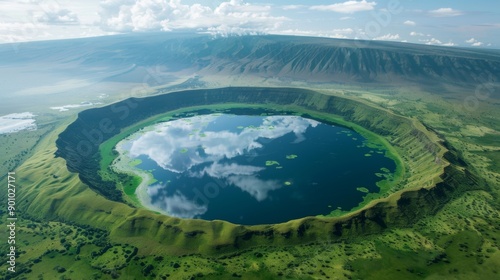 Ngorongoro Crater Volcanic caldera with diverse wildlife photo